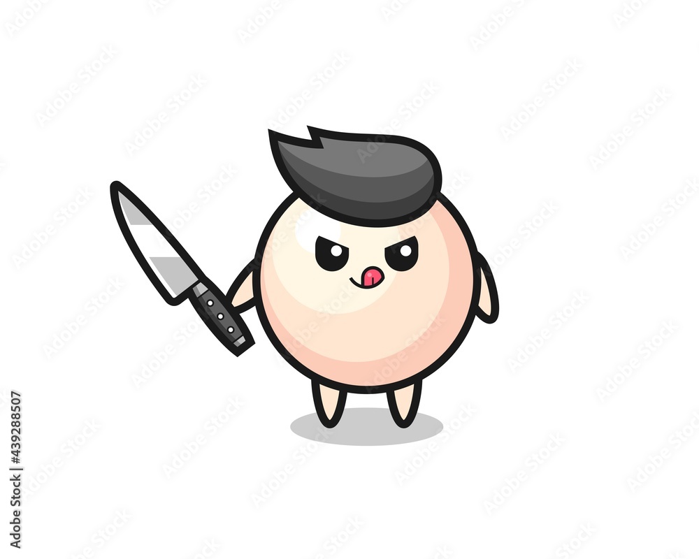 cute pearl mascot as a psychopath holding a knife cute pearl mascot as a psychopath holding a knife