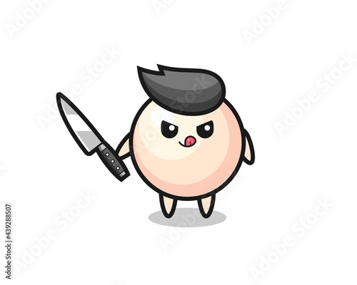 cute pearl mascot as a psychopath holding a knife