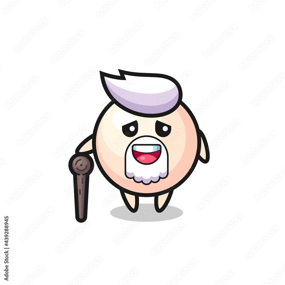 Fototapeta premium cute pearl grandpa is holding a stick