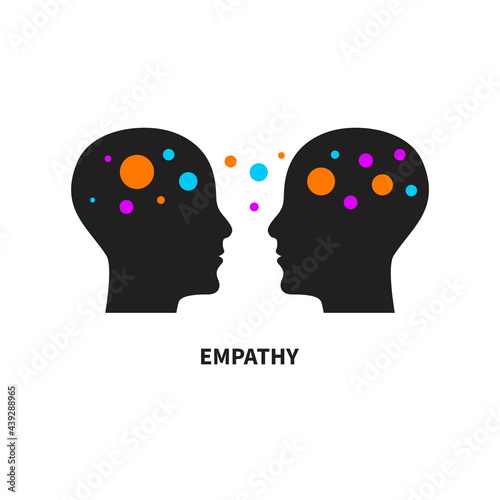 Logo of empathy, emotional intelligence. Two profiles