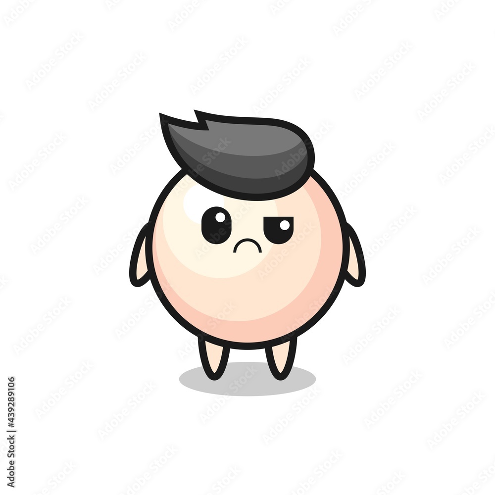 the mascot of the pearl with sceptical face