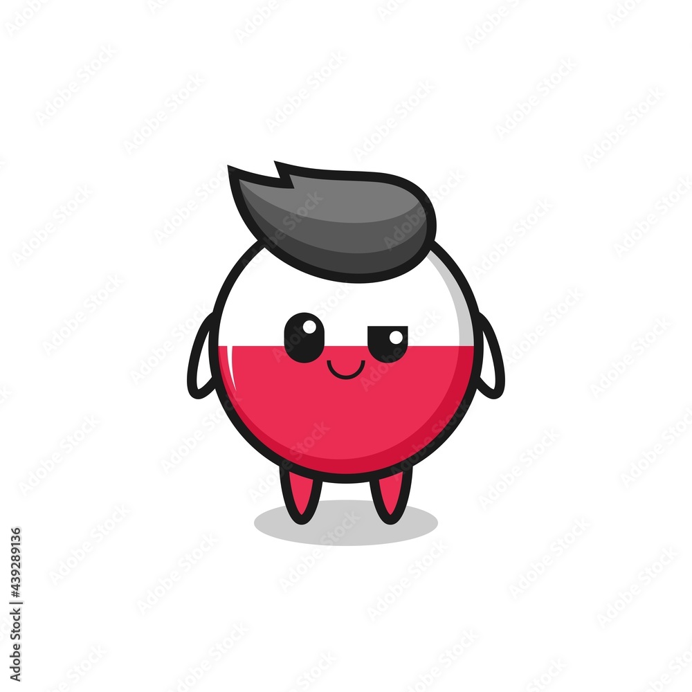 poland flag badge cartoon with an arrogant expression