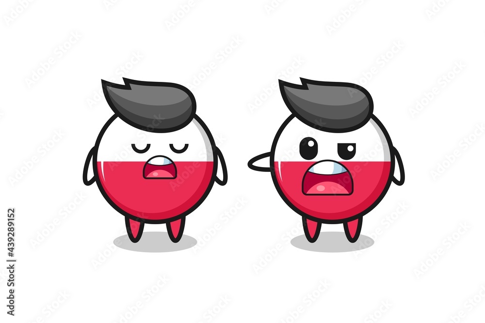 illustration of the argue between two cute poland flag badge characters