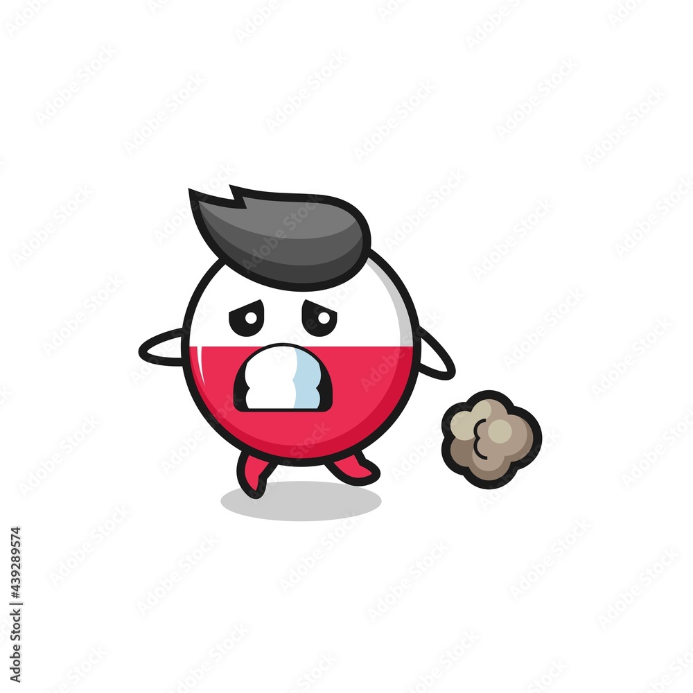 illustration of the poland flag badge running in fear illustration of the poland flag badge running in fear