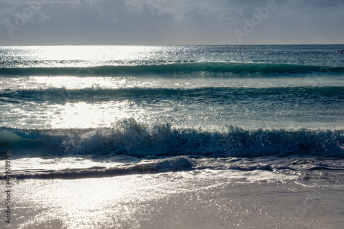 Abstract waves with beautiful low light   Cornwall