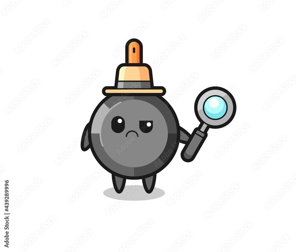 the mascot of cute frying pan as a detective