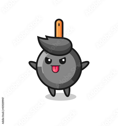 naughty frying pan character in mocking pose