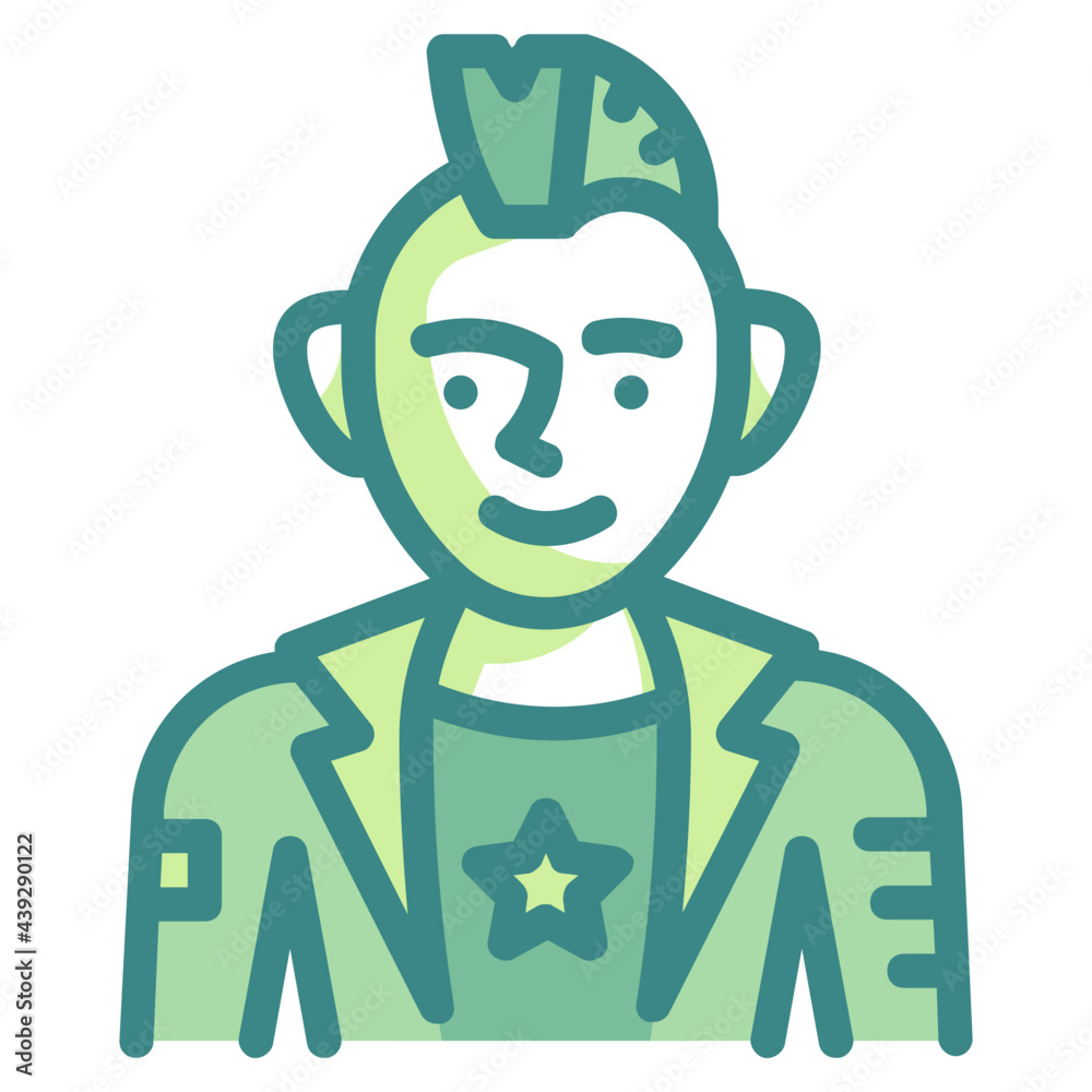 punk green twotone line icon