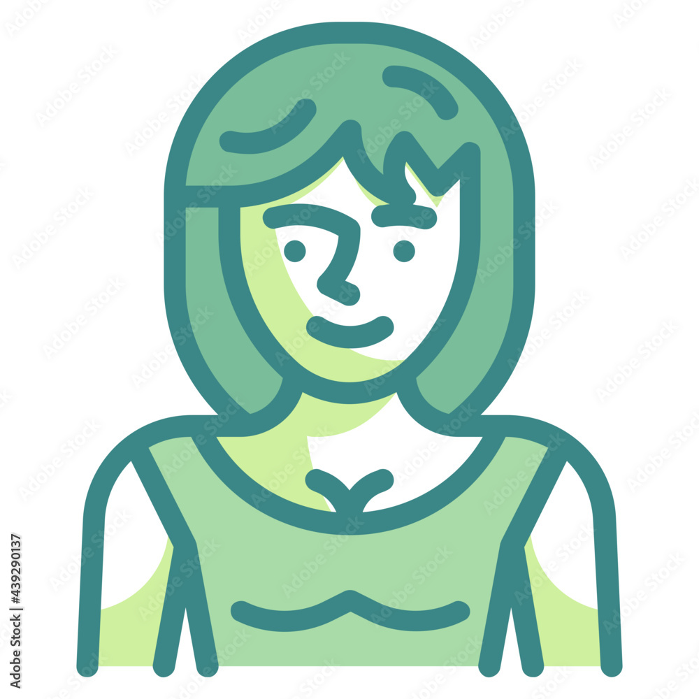 woman green twotone line icon