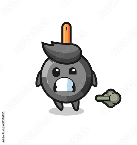 the illustration of the frying pan cartoon doing fart