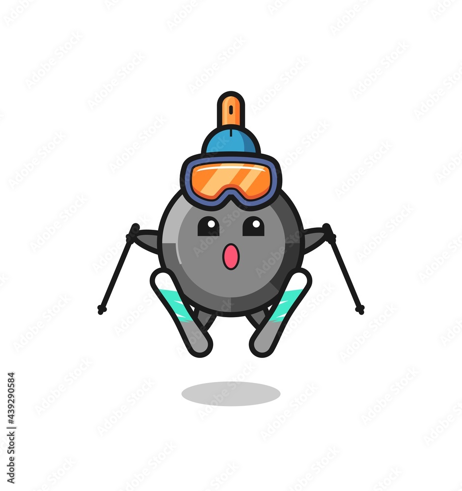 frying pan mascot character as a ski player frying pan mascot character as a ski player