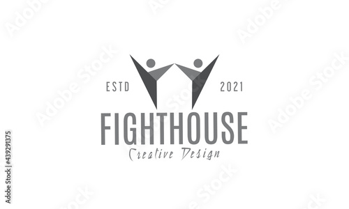 Vintage monogram fight house logo design. Abstract sports logo template. Vector