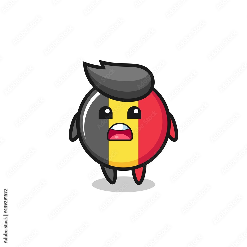 belgium flag badge illustration with apologizing expression, saying I am sorry