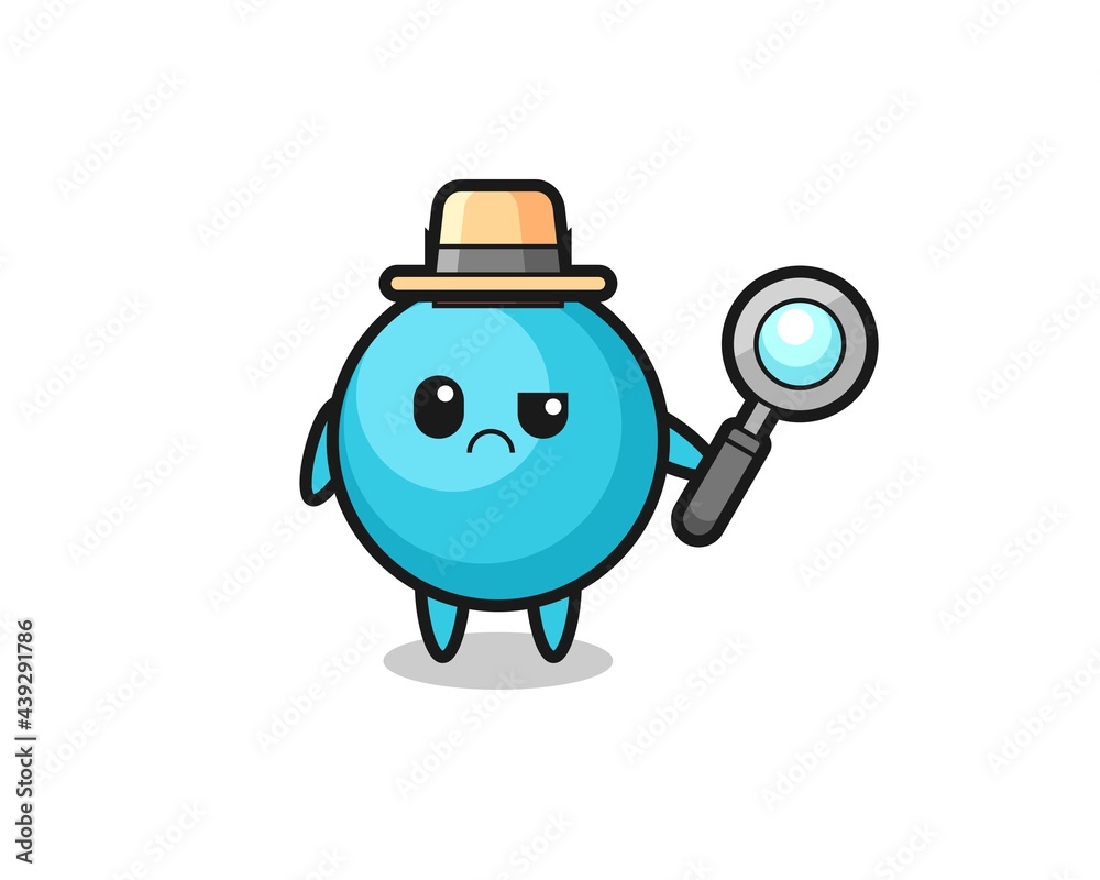 the mascot of cute blueberry as a detective