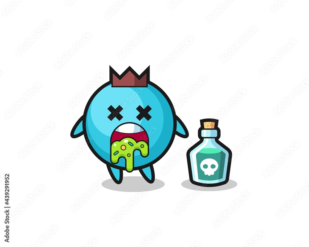 illustration of an blueberry character vomiting due to poisoning illustration of an blueberry character vomiting due to poisoning