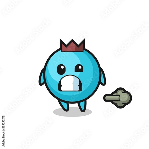 the illustration of the blueberry cartoon doing fart