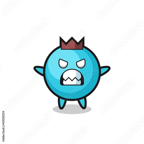 wrathful expression of the blueberry mascot character