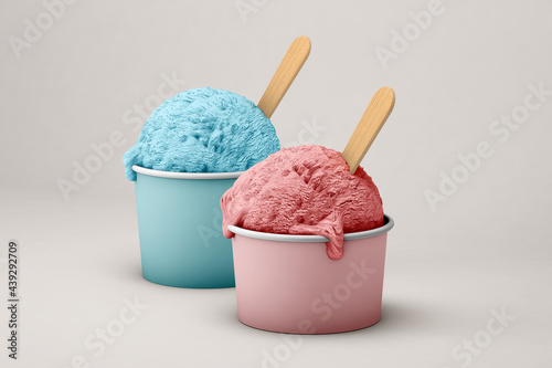 Ice cream mockup on soft color background