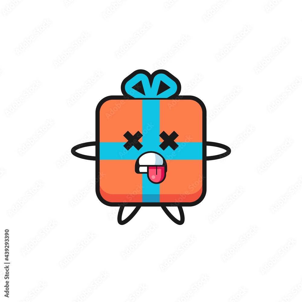 Fototapeta premium character of the cute gift box with dead pose