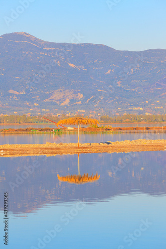 Greece, view of beach umbrella at Winter time, Tourlida Greece photo