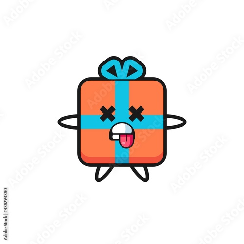 character of the cute gift box with dead pose