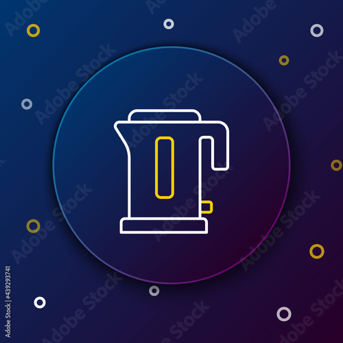 Line Electric kettle icon isolated on blue background. Teapot icon. Colorful outline concept. Vector