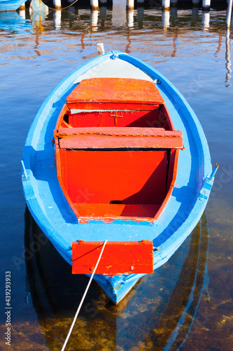 Traditional fishing boat, in Aitoliko sea lake in Central Greece photo