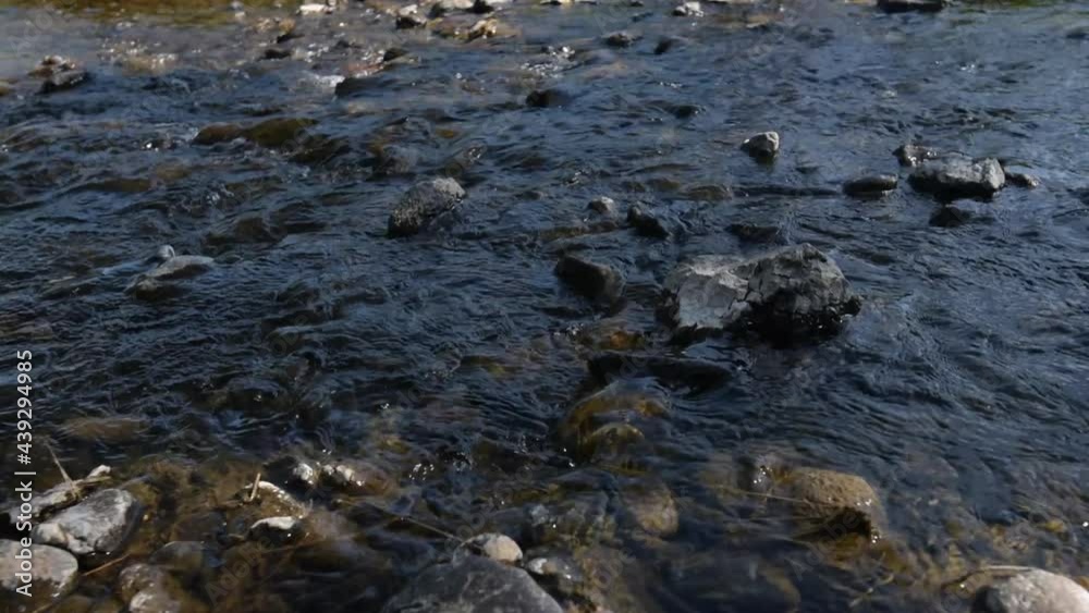 Mountain creek stream water running over rocks