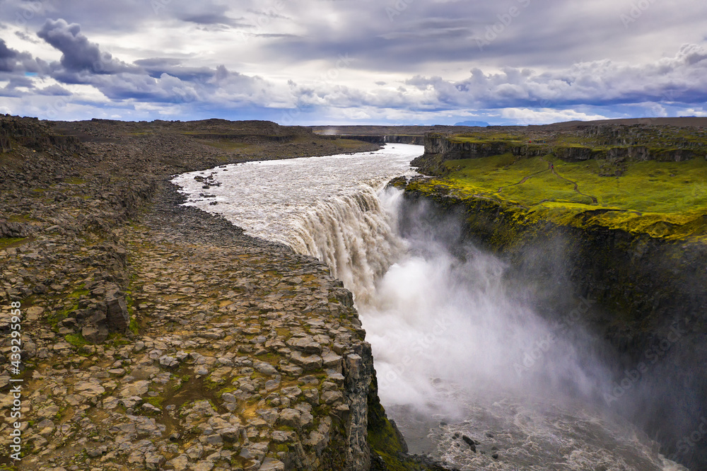 Aerial view of Dettifoss waterfall in Iceland