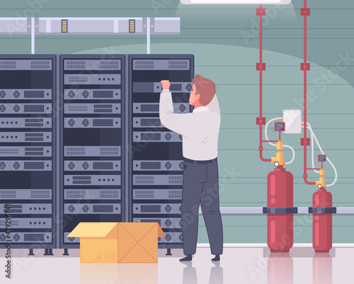 Data Center Cartoon Composition