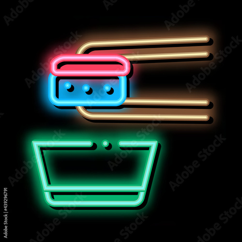 sushi roll wasabi neon light sign vector. Glowing bright icon sushi roll wasabi sign. transparent symbol illustration