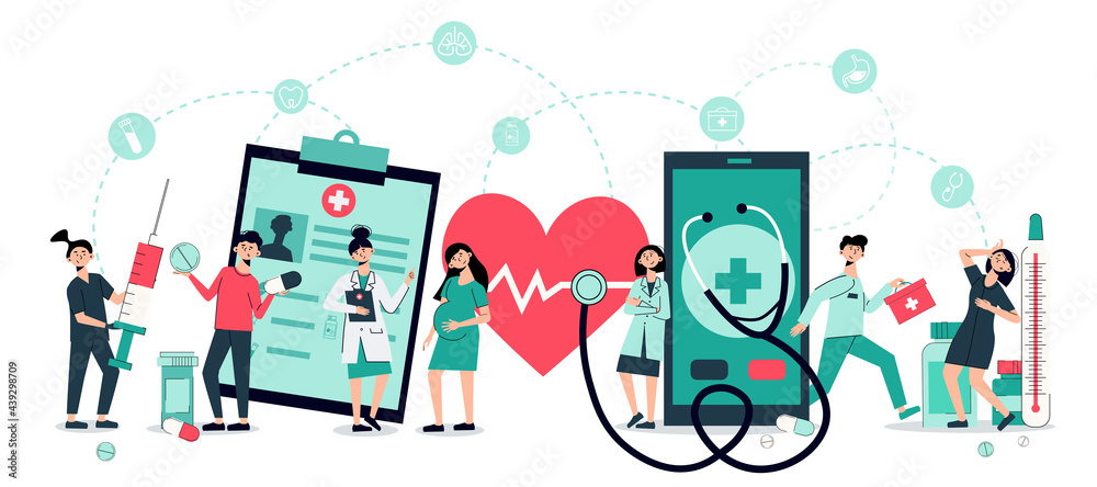 Telemedicine Cartoon Horizontal Header Telemedicine Cartoon Horizontal Header