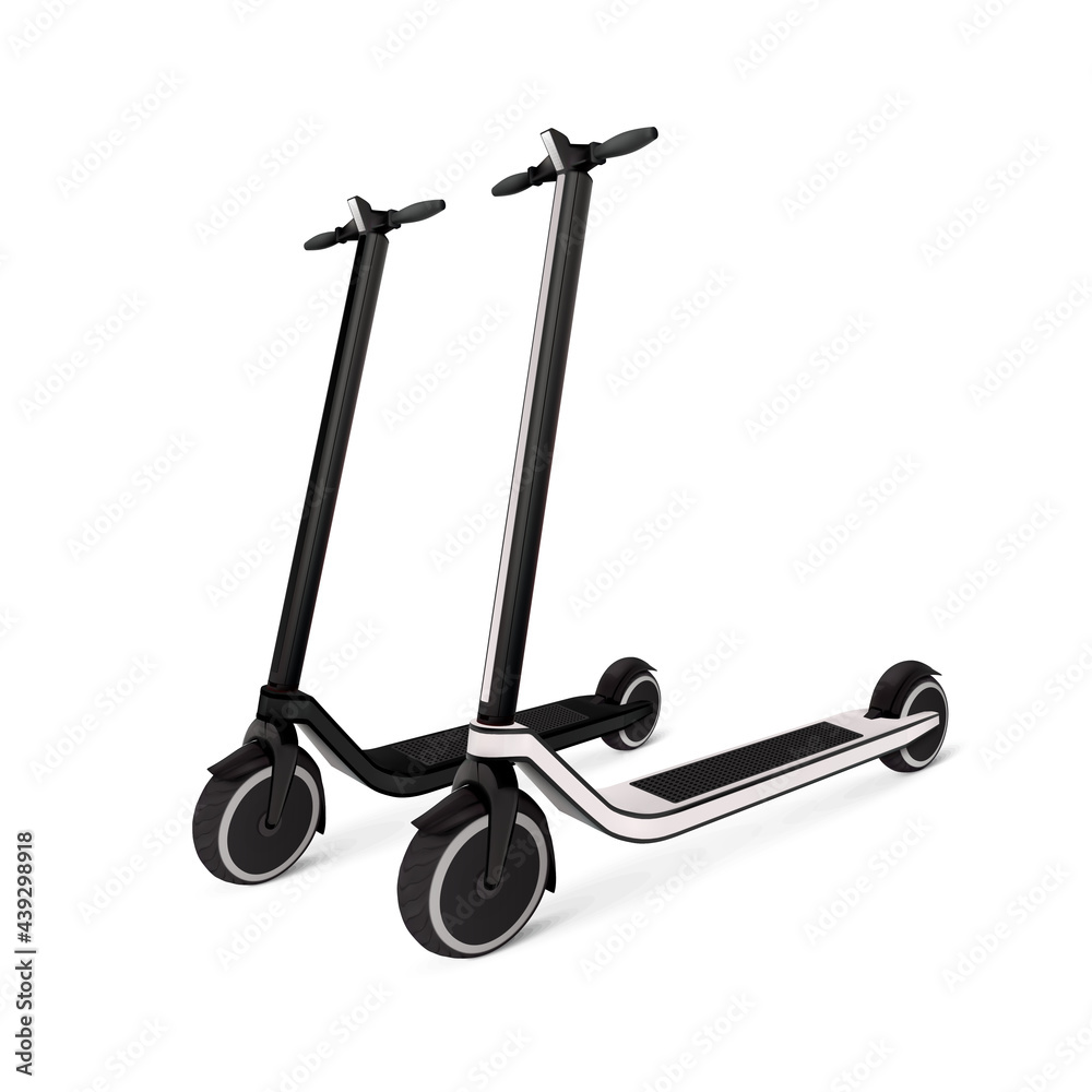 Two Electric Scooters Realistic Composition Two Electric Scooters Realistic Composition