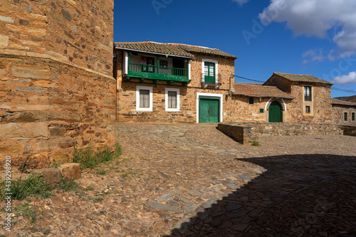Streets of Castrillo de los Polvazares village with the typical houses, Astorga, Leon, Spain.