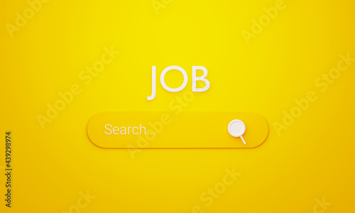 3d rendering online job search concept, Minimal yellow color scheme. Stock illustration