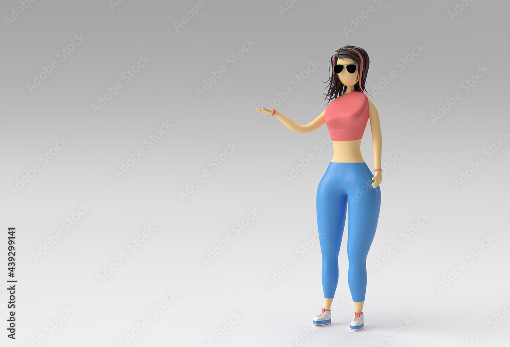 3D Render Cartoon Woman Hand with thumbs Gesture Asking for Lift. 3D Render Cartoon Woman Hand with thumbs Gesture Asking for Lift.