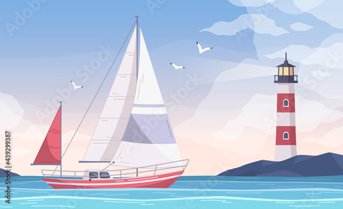 Small Yacht Cartoon Composition