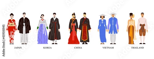 Flat Asian Clothes Set