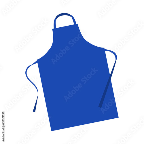 Blank blue kitchen apron isolated on white background