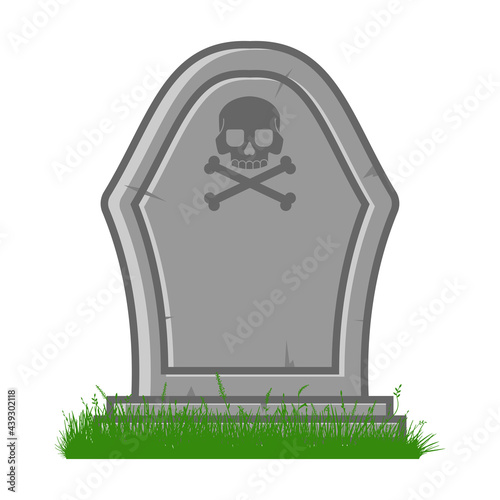 Grave with skull and crossbones vector cartoon illustration isolated on a white background.