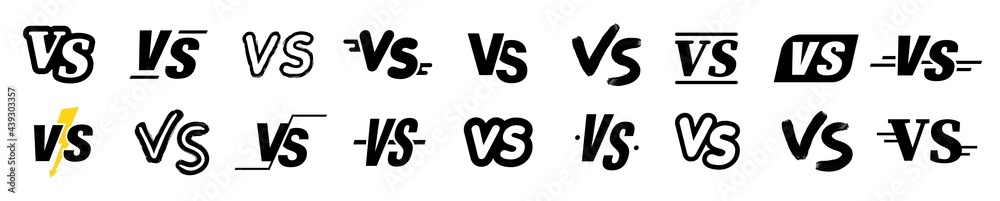 Set of VS versus letters icons set. Versus battle elements. VS letters ...