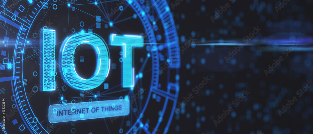 IOT Internet of things concept. IOT word on abstract blue background ...