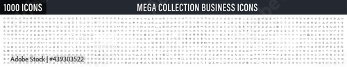 Big set of 1000 thin line Web icon. Business, finance, shopping, logistics, medical, health, people, teamwork, contact us, arrows, electronics, social media, education, management, creativity. Vector.