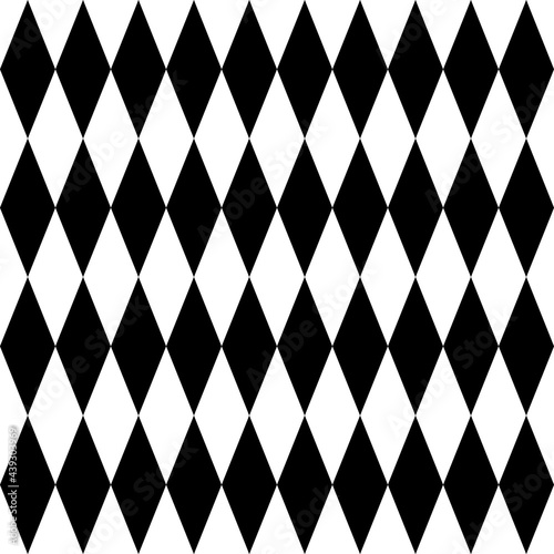10x4 diamonds or rhombuses board. Vector checkered balck and white rhombus pattern or wallpaper.