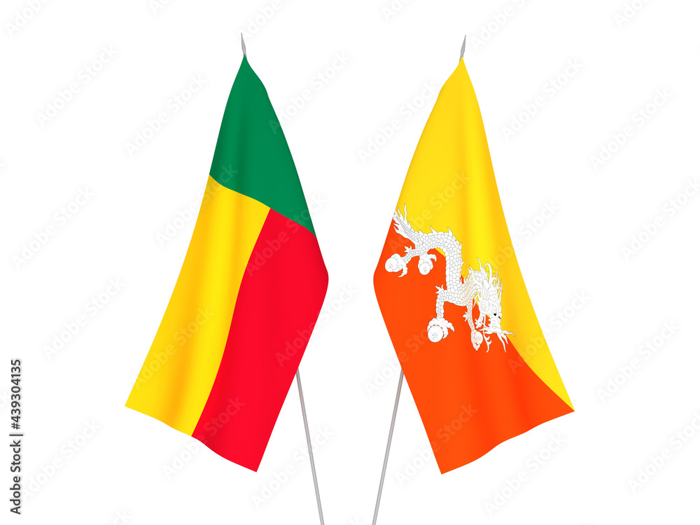 Benin and Kingdom of Bhutan flags Benin and Kingdom of Bhutan flags