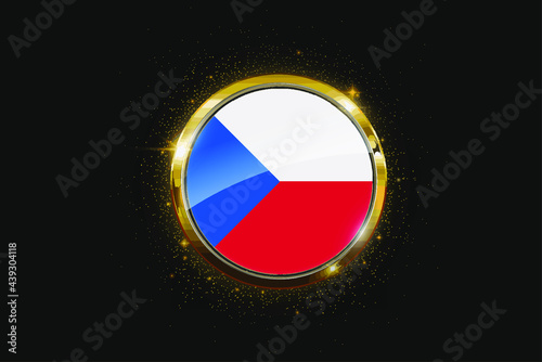 czech republic flag inside a circular golden emblem