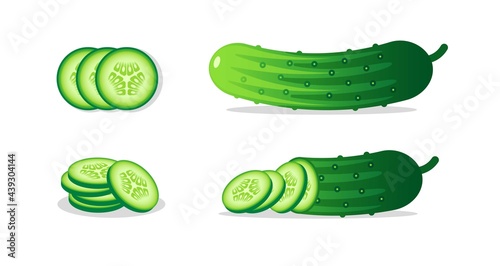 Cucumber vector illustration set.