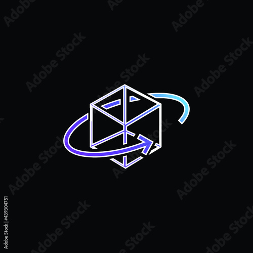 3d Printed Cube With Circular Arrow Around blue gradient vector icon © LIGHTFIELD STUDIOS