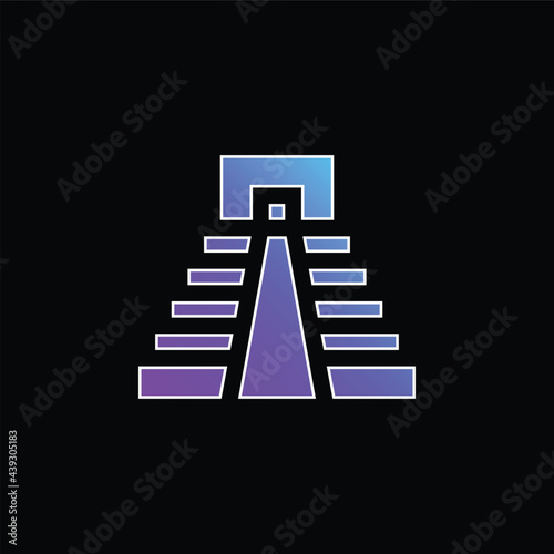 Aztec Pyramid blue gradient vector icon