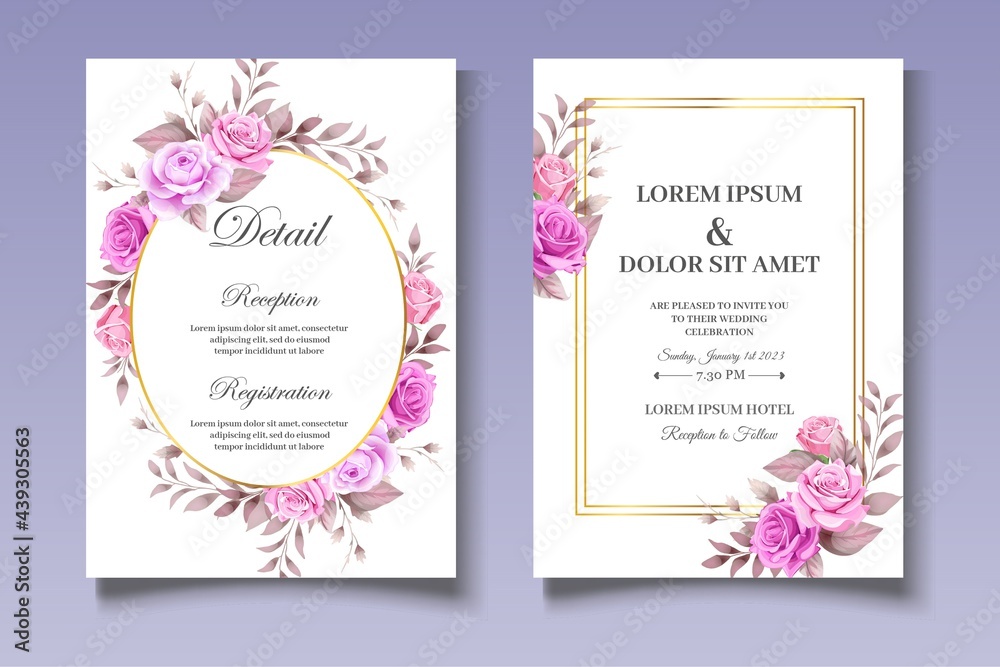 Elegant Floral Wedding Invitation Card Set